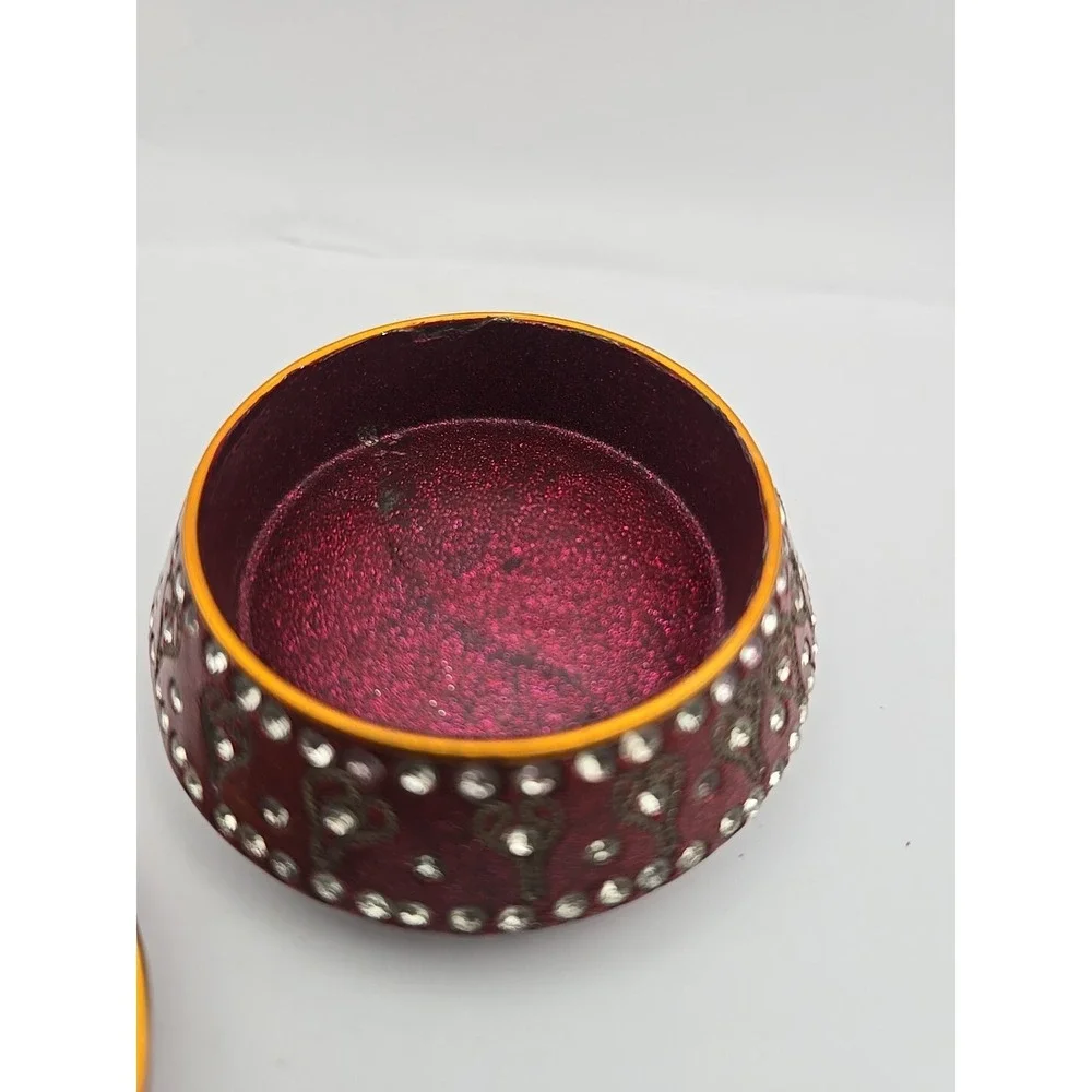 TRADITIONAL Bollywood‎ Style Rhinestone Enamel Wire Trinket Box India Design ~3